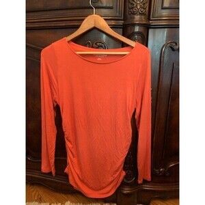 Soft Surroundings  MED Orange Tunic Top Boat Neck Coastal Core Beachy Travel